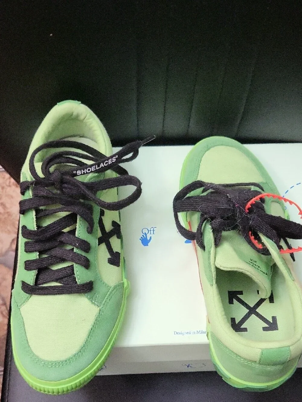 Off-White Green and Black Low-Top Sneakers